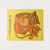 かわいい猫ファミリー名前をカスタムする&カラータペストリー タペストリー (正面(横))