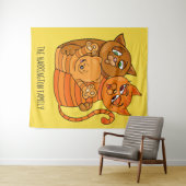 かわいい猫ファミリー名前をカスタムする&カラータペストリー タペストリー (インサイチュ(横))