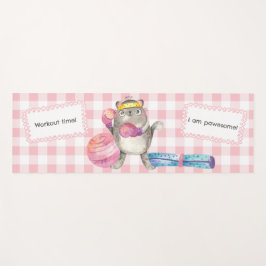 かわいい猫フィットネスやる気を起こさせるピンク ヨガマット