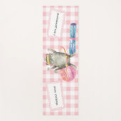 かわいい猫フィットネスモチベーションピンクのギンガム ヨガマット (正面)