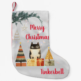 かわいい猫フォトモノグラムタイポグラフィクリスマスおもしろい スモールクリスマスストッキング
