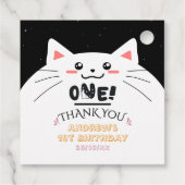 かわいい猫フレームスパークリングスターズ1歳の誕生日 フェイバータグ (裏面)