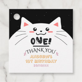 かわいい猫フレームスパークリングスターズ1歳の誕生日 フェイバータグ