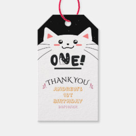 かわいい猫フレーム スパーキングスターズ 1歳の誕生日 ギフトタグ