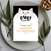かわいい猫フレーム スパークリングスターズ 1歳の誕生日 サンキューカード