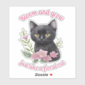 かわいい猫フローラデザイン開花と成長 シール (シート)