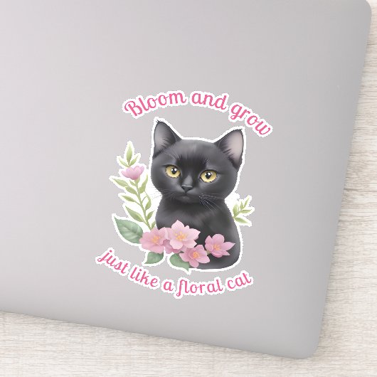 かわいい猫フローラデザイン開花と成長 シール (詳細)