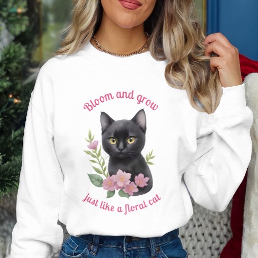 かわいい猫フローラデザイン開花と成長 スウェットシャツ