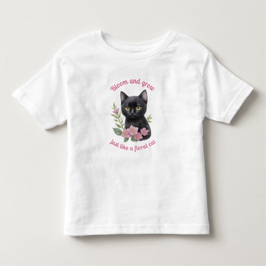 かわいい猫フローラデザイン開花と成長 トドラーTシャツ (正面)