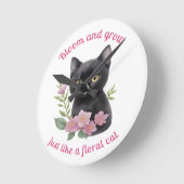 かわいい猫フローラデザイン開花と成長 ラウンド壁時計 (傾斜)