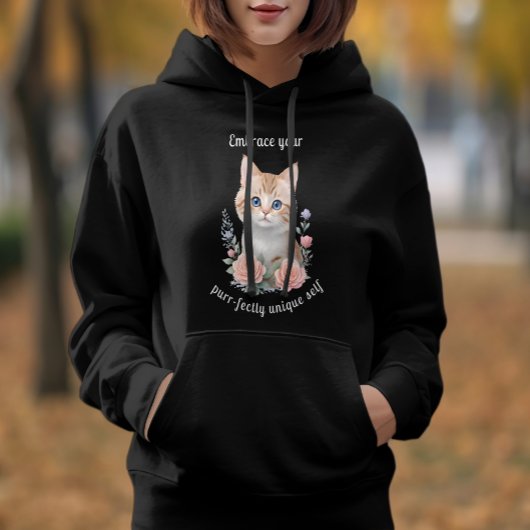 かわいい猫フローラデザイン やる気を起こさせる パーカ