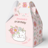 かわいい猫フローラピンクガール1歳の誕生日ラージ フェイバーボックス (正面)