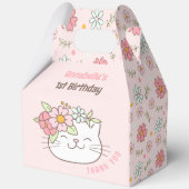 かわいい猫フローラピンクガール1歳の誕生日ラージ フェイバーボックス (裏面)