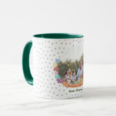 かわいい猫フローラリース白いクリスマスフォト マグカップ (正面左)