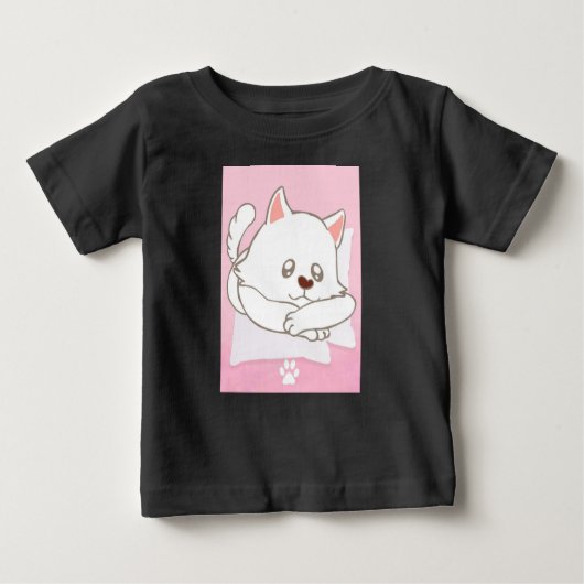 かわいい猫プリントのベビーTシャツ ベビーTシャツ (正面)