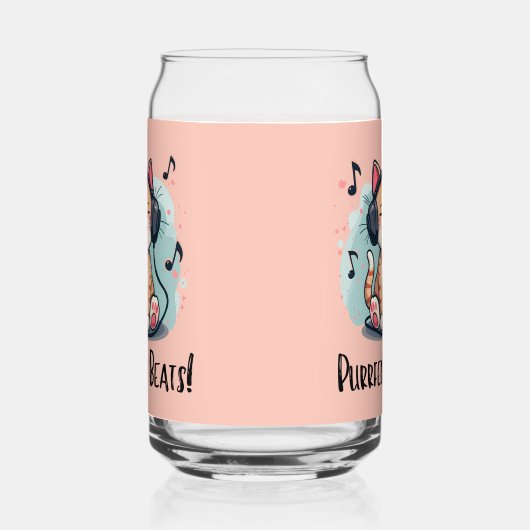 かわいい猫ヘッドフォンかわいいミュージックラバーアート ガラス缶 (右)