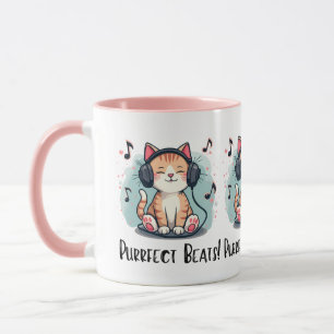 かわいい猫ヘッドフォンかわいいミュージックラバーアート マグカップ