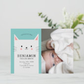 かわいい猫ベビーフォトボーイ誕生 案内状 (スタンド正面)