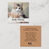 かわいい猫ペットシッターとドッグウォーカー スクエア名刺 (正面/裏面)