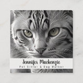 かわいい猫ペットシッターとドッグウォーカー スクエア名刺 (正面)
