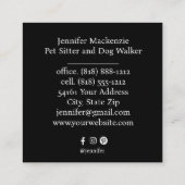 かわいい猫ペットシッターとドッグウォーカー スクエア名刺 (裏面)