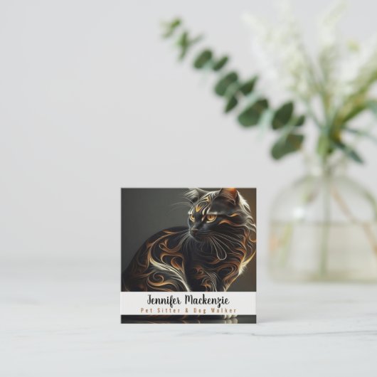 かわいい猫ペットシッターとドッグウォーカー スクエア名刺 (スタンド正面)