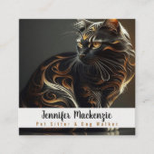 かわいい猫ペットシッターとドッグウォーカー スクエア名刺 (正面)