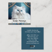 かわいい猫ペットシッターとドッグウォーカー スクエア名刺 (正面/裏面)