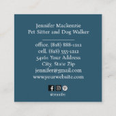 かわいい猫ペットシッターとドッグウォーカー スクエア名刺 (裏面)