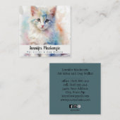 かわいい猫ペットシッターとドッグウォーカー スクエア名刺 (正面/裏面)