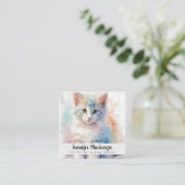 かわいい猫ペットシッターとドッグウォーカー スクエア名刺 (スタンド正面)