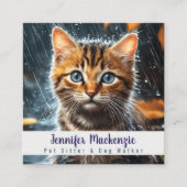 かわいい猫ペットシッターとドッグウォーカー スクエア名刺 (正面)