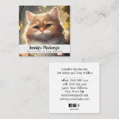 かわいい猫ペットシッターとドッグウォーカー スクエア名刺 (正面/裏面)