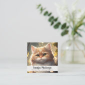 かわいい猫ペットシッターとドッグウォーカー スクエア名刺 (スタンド正面)