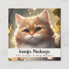 かわいい猫ペットシッターとドッグウォーカー スクエア名刺