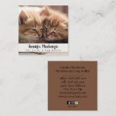 かわいい猫ペットシッターとドッグウォーカー スクエア名刺 (正面/裏面)