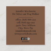 かわいい猫ペットシッターとドッグウォーカー スクエア名刺 (裏面)