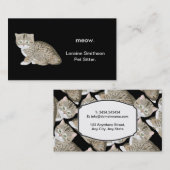 かわいい猫ペットシッターや動物トリマー 名刺 (正面/裏面)