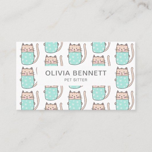 かわいい猫ペットシッター 名刺 (正面)