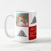 かわいい猫ペットタイポグラフィクリスマスツリー写真 コーヒーマグカップ (左)