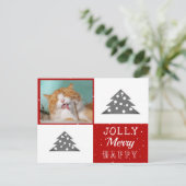 かわいい猫ペットタイポグラフィクリスマスツリー写真 シーズンポストカード (スタンド正面)