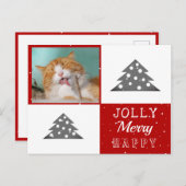 かわいい猫ペットタイポグラフィクリスマスツリー写真 シーズンポストカード (正面/裏面)