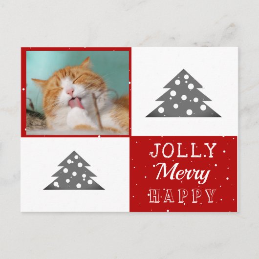 かわいい猫ペットタイポグラフィクリスマスツリー写真 シーズンポストカード (正面)