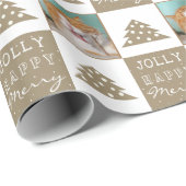 かわいい猫ペットタイポグラフィクリスマスフォト ラッピングペーパー (ロールコーナー)