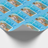 かわいい猫ペットタイポグラフィクリスマスフォト ラッピングペーパー (角)