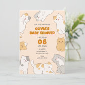 かわいい猫ペットベイビーシャワー 招待状 (スタンド正面)