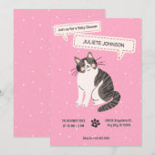 かわいい猫ペットベイビーシャワー 招待状 (正面/裏面)