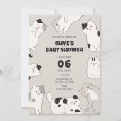 かわいい猫ペットベイビーシャワー 招待状 (正面)
