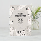 かわいい猫ペットベイビーシャワー 招待状 (スタンド正面)