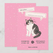 かわいい猫ペット 招待状 (正面/裏面)